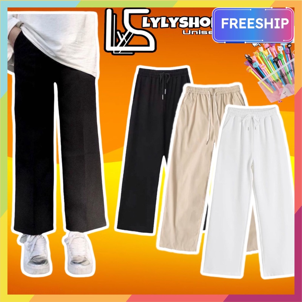 Quần ống rộng nam nữ,Unisex, quần dài cạp chun có dây rút điều chỉnh eo vải co dãn dày dặn mặc 4 mùa