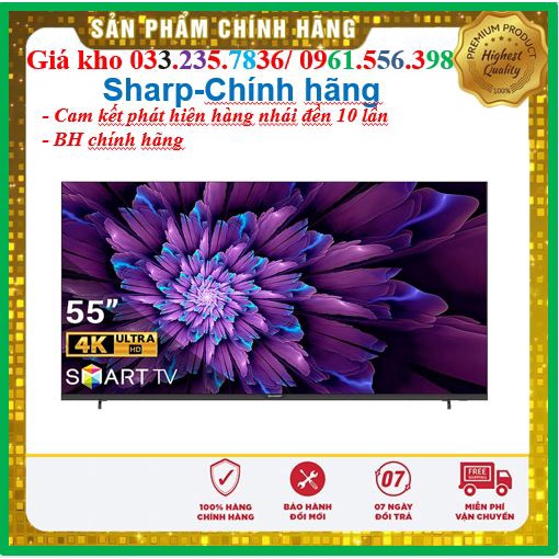 Smart Tivi Sharp 55 Inch 4T-C55CJ2X 4K HD  - Mới 100%