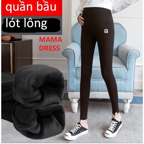 Quần bầu Legging lót lông mềm mịn ấm áp đẹp giá rẻ thiết kế thời trang cho mẹ bầu trong mùa lạnh Q11