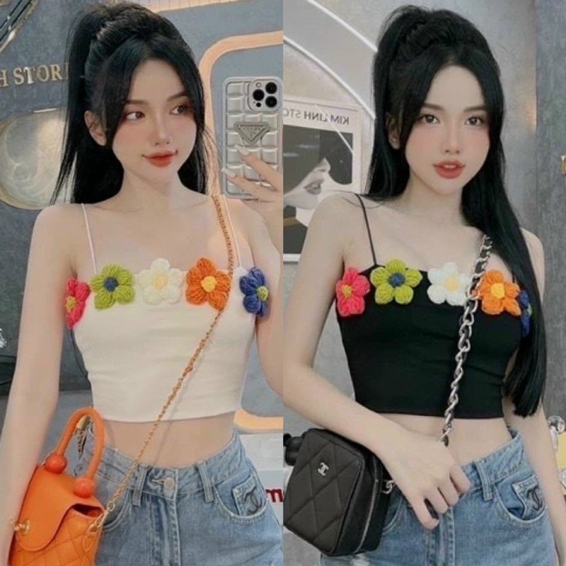 ÁO 2 DÂY GÂN ĐÍNH BÔNG LEN ULZZANG