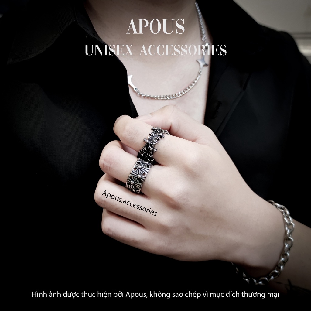 Nhẫn nam nữ Chrome Heart Style N007 - Thép Titan - Phụ kiện trang sức Unisex Apous