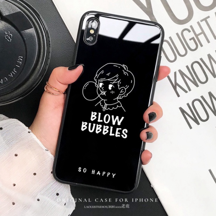 Ốp lưng iphone 6, 7, 8 Plus, X, XS, XR, XSMAX, 11, 11PRO, 11 PROMAX, 12, 13 PROMAX cậu bé thổi kẹo cao su thiên nhiên BẰ