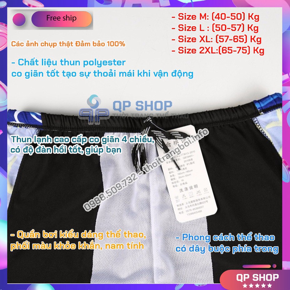 HÀNG CAO CẤP -  Quần Bơi Nam Dạng Đùi Họa Tiết 2 Bên Hông Đủ Size Chất Thun Co Giãn 4 Chiều Chống Thấm Nước Thoải Mái QP | BigBuy360 - bigbuy360.vn