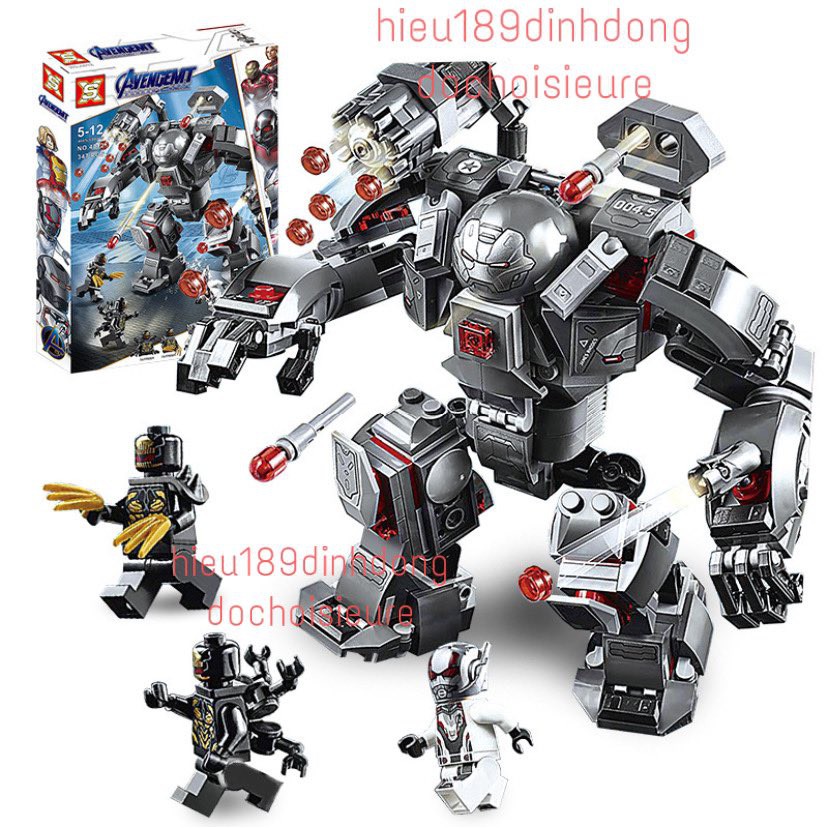 Lắp ráp xếp hình Lego 76124 siêu anh hùng sy1331 xs 4012 : War Machine Buster Người sắt ironman End Game 362+ mảnh