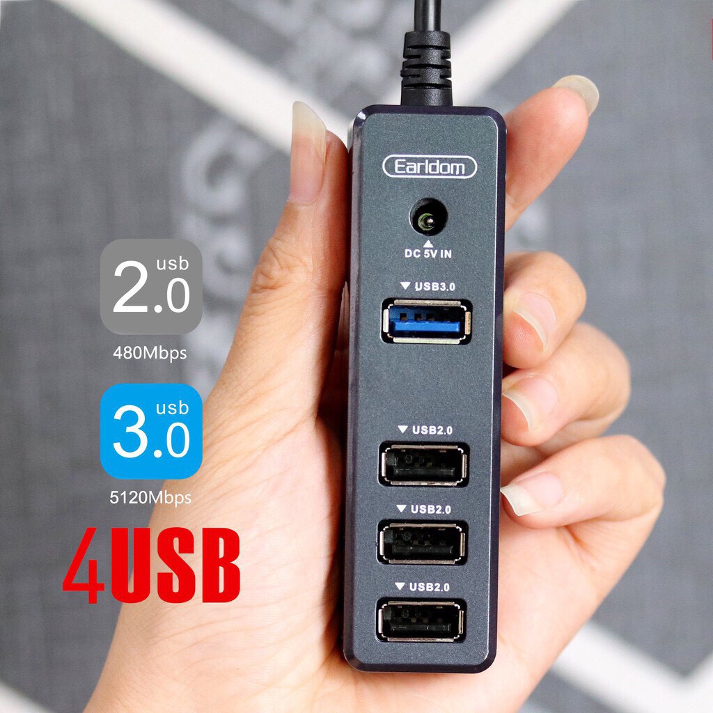 Hub Earldom Tốc Độ Cao Chia USB Từ 1 Thành 4 Cổng