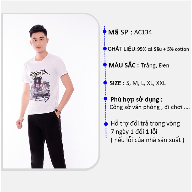 Áo phông nam Hà Nội Capital chất liệu 100% cotton co dãn 4c Thoáng Mát AZILA