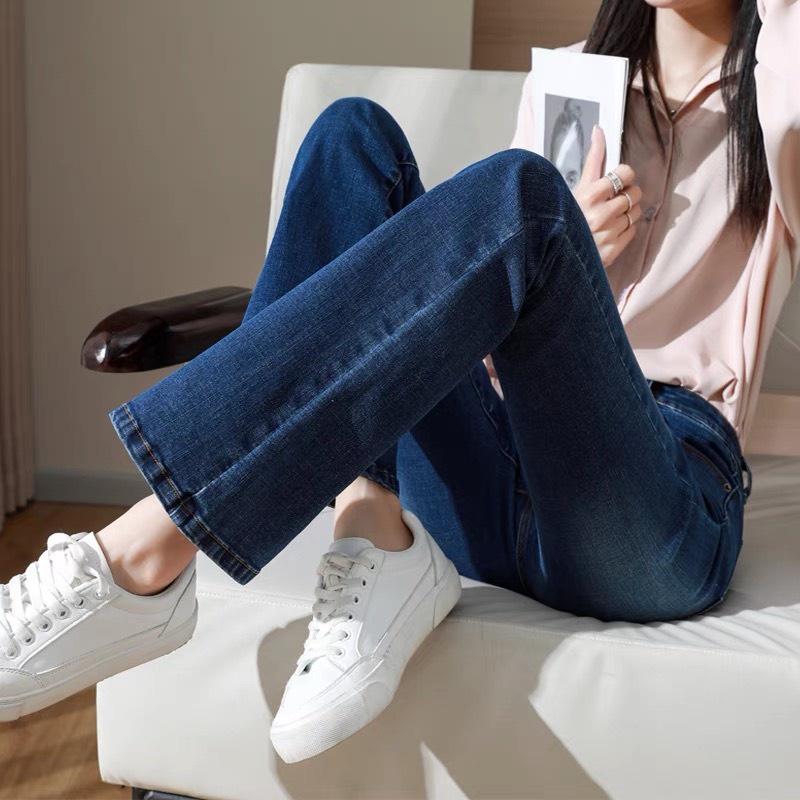 [60kg-90kg] Quần jeans ống loe BigSize màu xanh Đậm lưng cao, co dãn mạnh, dài 103cm, hách dáng 4316 MLJ