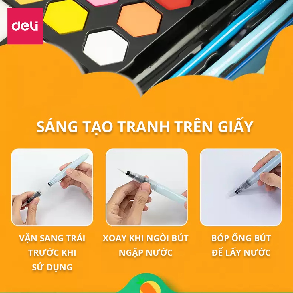 [CÓ QUÀ TẶNG] Màu nước dạng nén Deli phiên bản mới Water color bao gồm 8 dụng cụ chuyên nghiệp - Vương Nguyên TFBoys