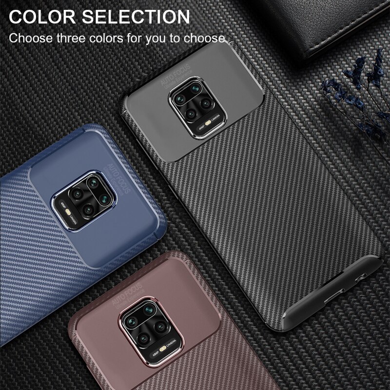Ốp điện thoại sợi carbon sang trọng chống sốc cho Xiaomi Redmi Note 9S Note 9 Pro
