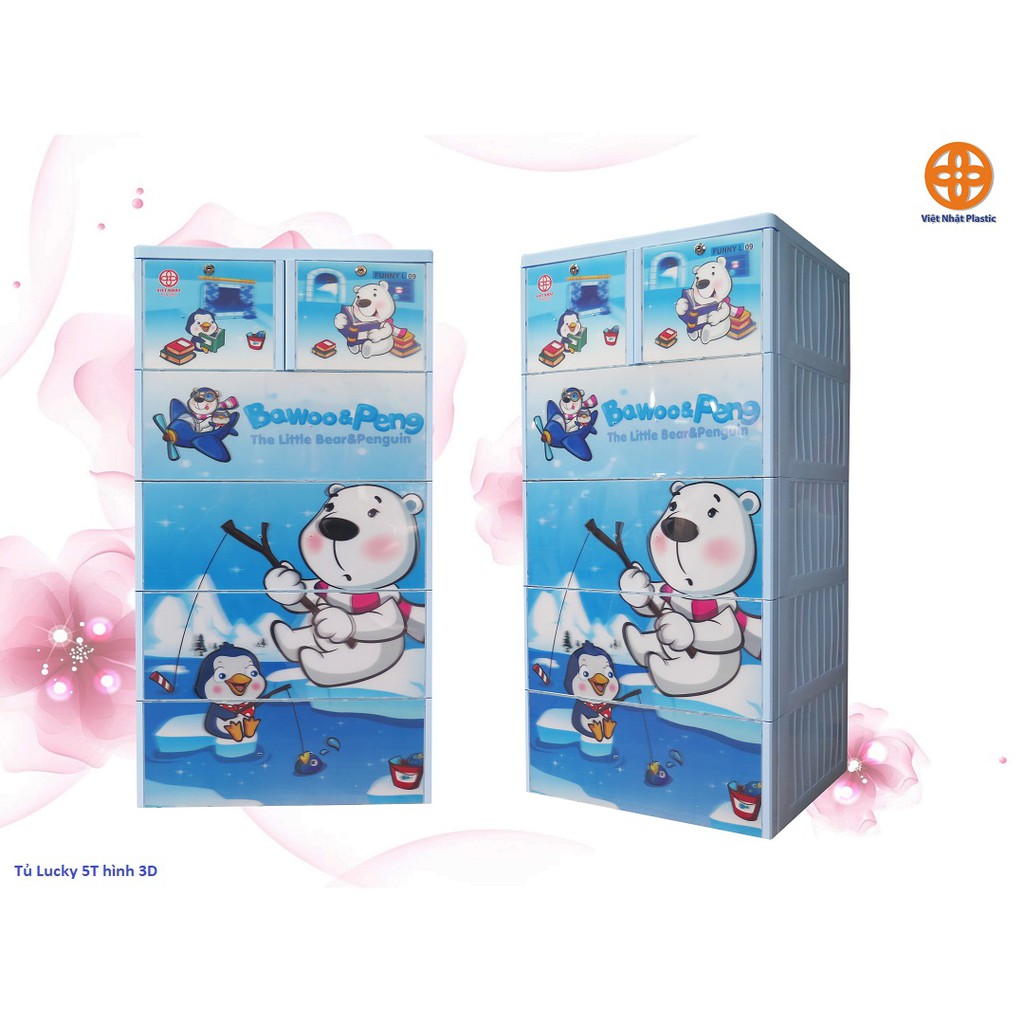 Tủ nhựa quần áo 5 tầng Funny 3D hãng Việt Nhật