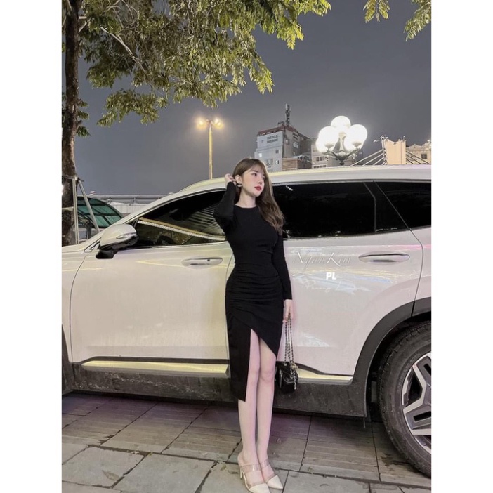Đầm Body Cổ Tròn Tay Dài Ly Eo Đuôi Vạt Chéo Thun Borip Thích Hợp Mặc Đi Tiệc Đi Làm Đi Chơi Phù Hợp Với Mọi Phong