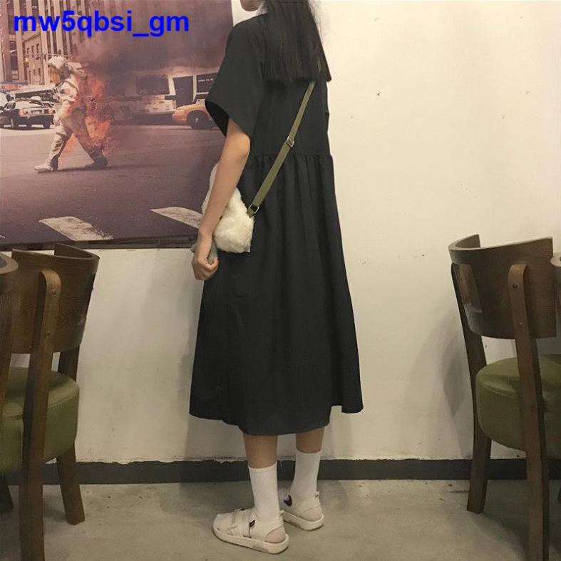Nữ sinh đại học phong cách ăn mặc ngọt ngào mùa hè phiên bản Hàn Quốc ngắn tay mới váy dài ngang lưng  ྇
