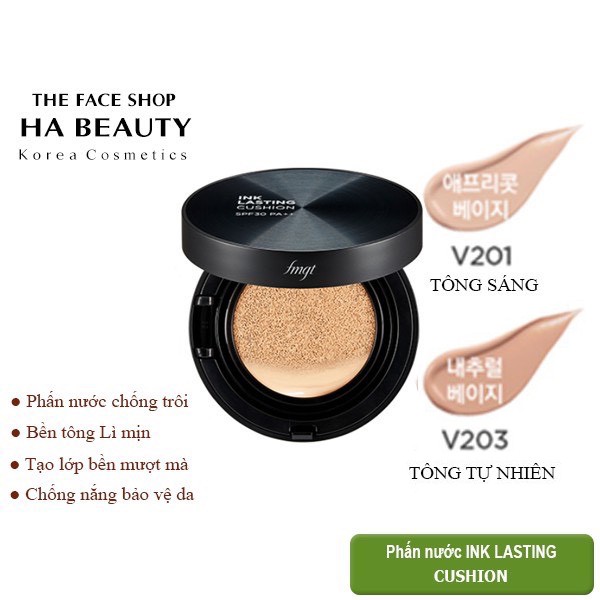 Phấn nước trang điểm lâu trôi che phủ tốt khuyết điểm hàn quốc The Face Shop fmgt Ink Lasting Cushion 15g SPF30 PA++ | BigBuy360 - bigbuy360.vn