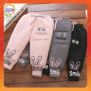 Quần Bé Gái Xuất Hàn, Quần Nỉ Cho Bé Gái Smile Size 7-17Kg Chất Nỉ Bông BiBo Store