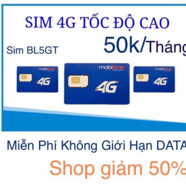 SIÊU HÓT FREE 1 NĂM KO PHẢI NẠP TIỀN SIM 4G MOBIFONE  MAX BĂNG THÔNG  1 TỶ GB DATA  KO GIỚI HẠN BL5GT/DIP50