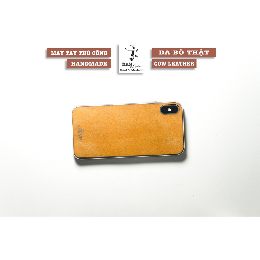 Tấm Dán Lưng IPHONE X Da Bò Vàng RAM Leather
