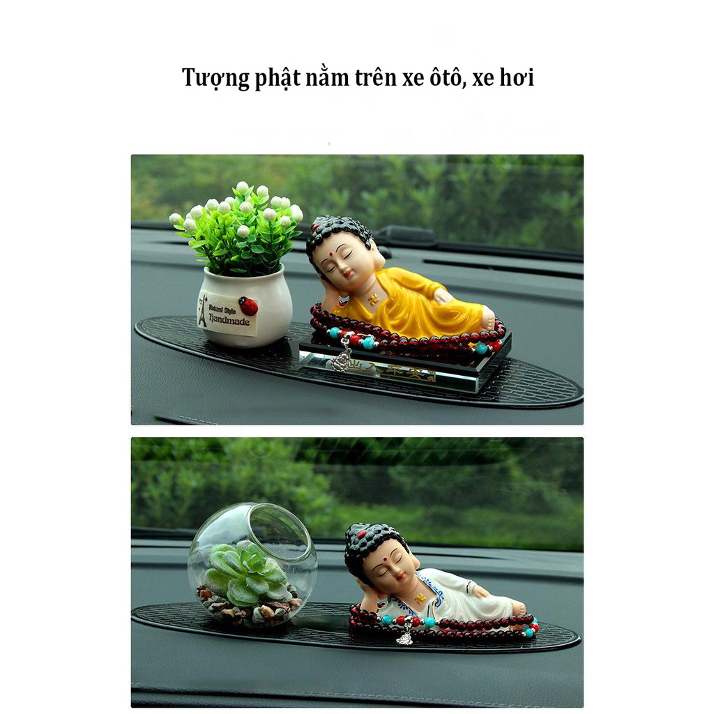 Tượng phật nằm trang trí xe ôtô, xe hơi đẹp (tặng kèm tràng vòng và đế )