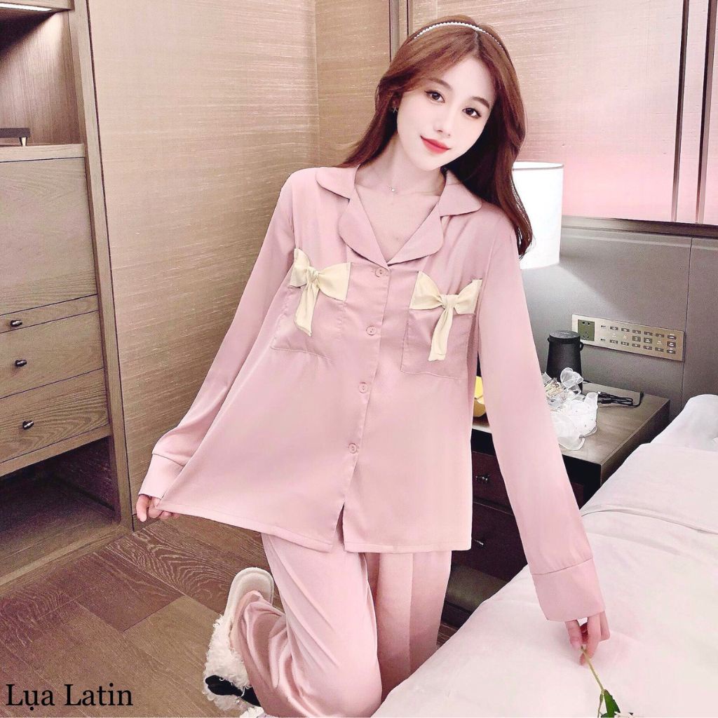 Đồ ngủ Pijama Lụa LATIN Thiết Kế MIKY Đồ ngủ Nữ Dễ Thương  Cao Cấp  mềm mịn &lt; 60Kg