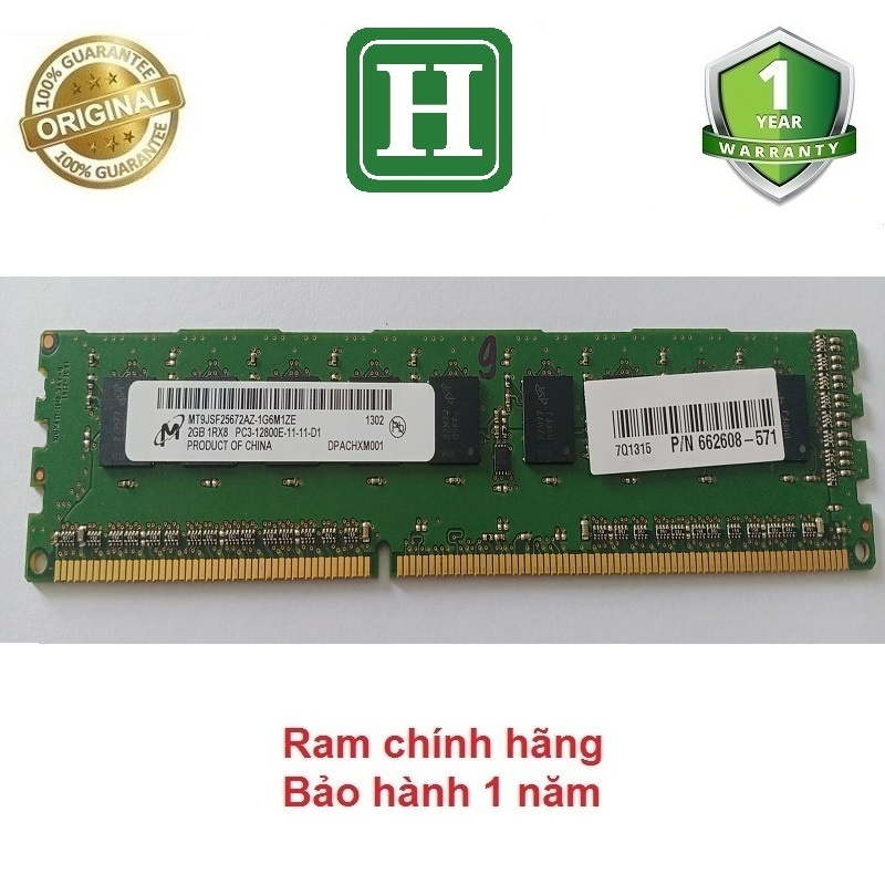 Ram 2gb ddr2/ddr3 bus 800, 1333, 1600 ECC unbuffered và các loại khác, cho máy trạm Worksation, và PC, bảo hành 1 năm