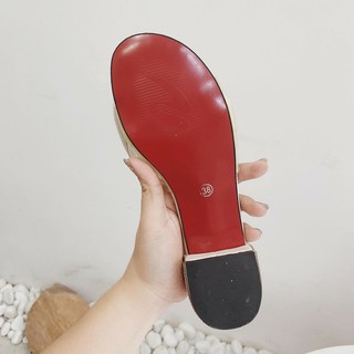 Guốc gót vuông 5P bản nơ đá