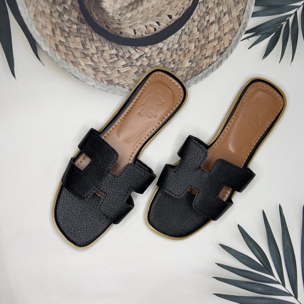 Dép da  nữ đế bệt quai chữ H thời trang nhiều màu dễ phối đồ ,đế nhựa dẻo chống trơn trượt mã KA89