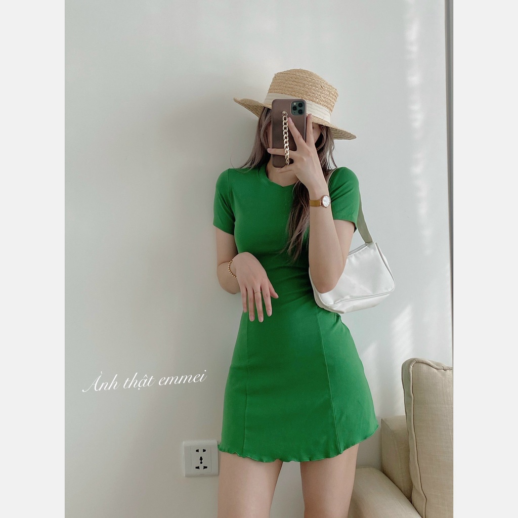 Váy body sexy, đầm ôm sát thun gân cá tính Emmei - v123