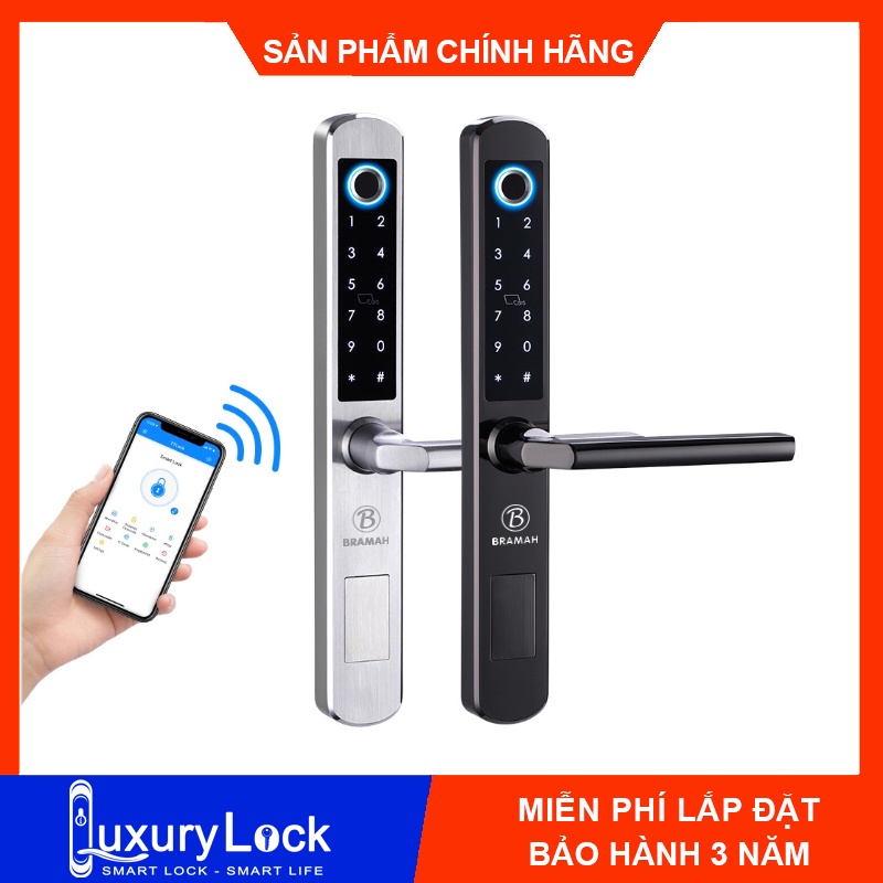 Khóa thông minh cửa nhôm Bramah A250 chống nước tuyệt đối, chính hãng, bảo hành 03 năm, miễn phí lắp đặt