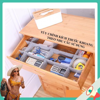 <GIÁ HỦY DIỆT> SET 4  Thanh chia ô ngăn kéo đa năng, phân loại ngăn kéo đồ lót, mỹ phẩm, kệ mỹ phẩm