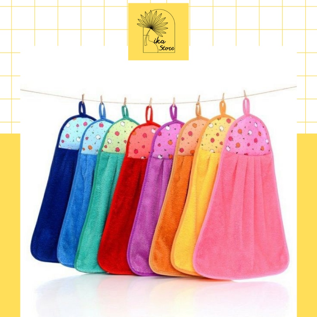 Khăn lau bếp đa năng có móc treo mềm mại màu ngẫu nhiên Tika store
