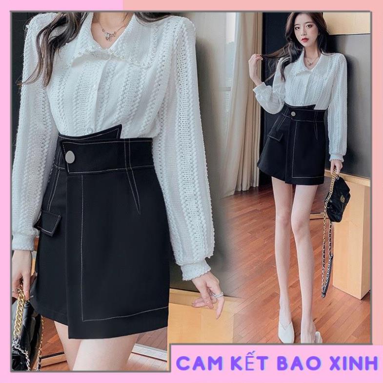 QUẦN  SHORT NỮ GIẢ VÁY CẠP CHÉO VIỀN CHỈ NỔI VV1 [Hàng Siêu Cấp] | BigBuy360 - bigbuy360.vn