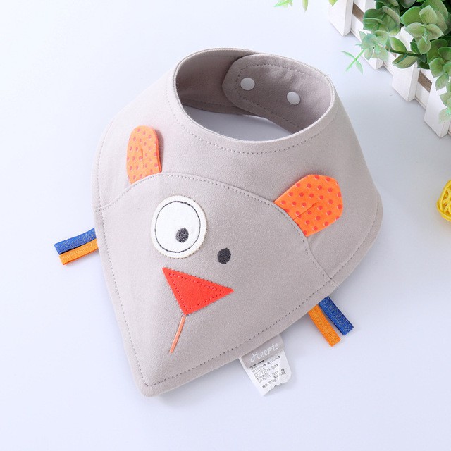 Yếm tam giác cotton cao cấp hình thú cho bé