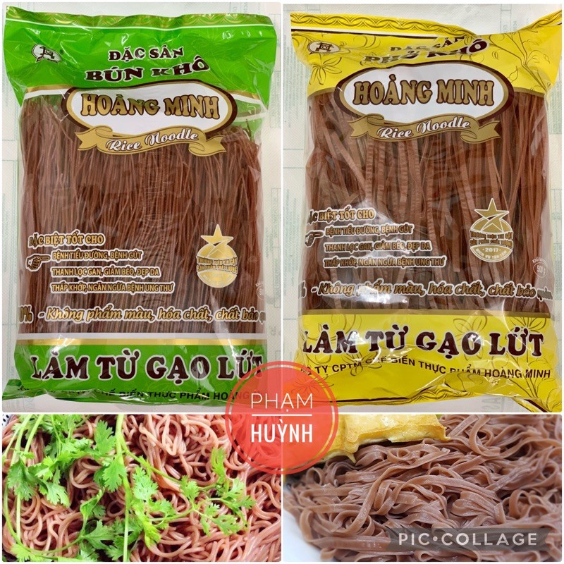 Combo Bún gạo lứt + Phở gạo lứt Hoàng Minh túi 500gr, bún phở gạo lứt Hoàng Minh