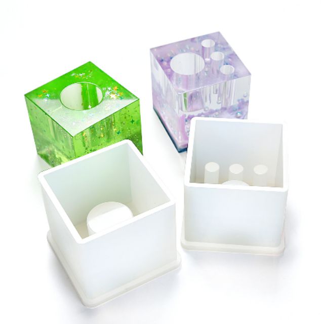 Khuôn Silicon Làm Ống Cắm Bút Resin Để Bàn