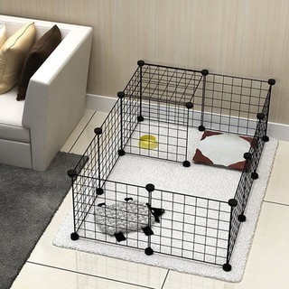 chuồng chó mèo lắp ghép 12 tấm nhựa kèm lưới sắt tiện dụng