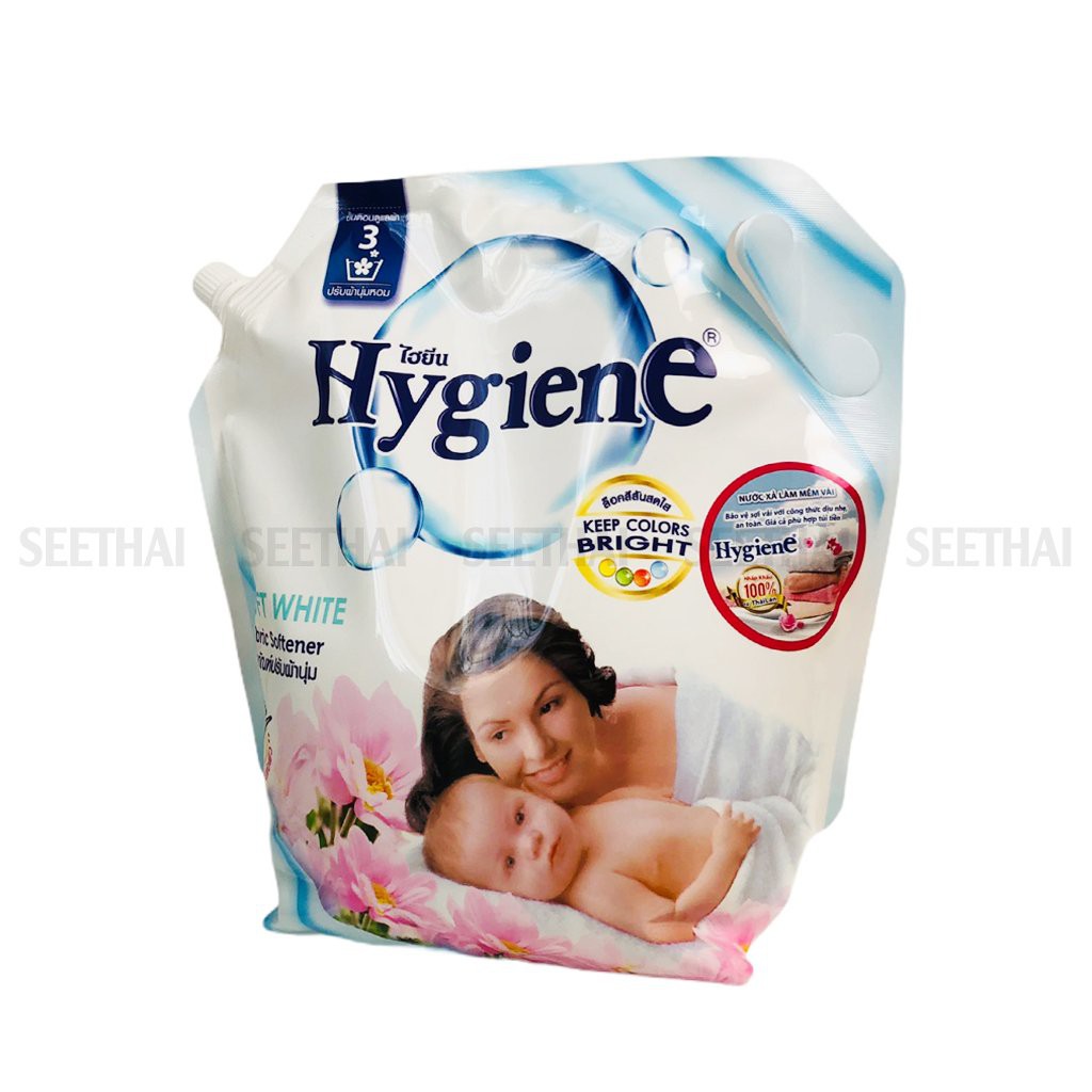 Nước xả mềm vải hương hoa nhẹ nhàng HYGIENE Soft White Thái Lan 1800ml - túi trắng - Fabric softener