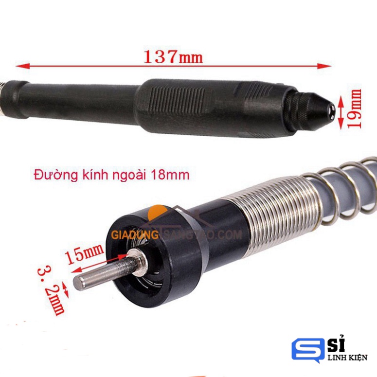 Dây truyền vận động máy khoan mài khắc đầu 3 chấu kẹp mũi 0.3 đến 3.2mm - dây kéo dài máy khoan v2