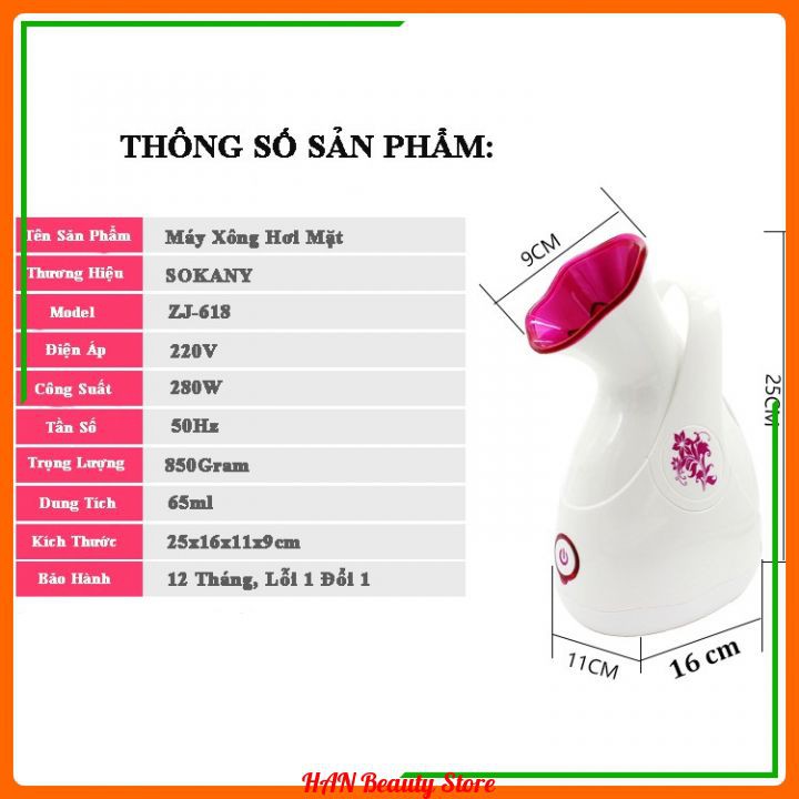 [Xả Kho] - Máy Xông Hơi Mặt Sokany Hàng Chính Hãng ( Bảo Hành 12 tháng )