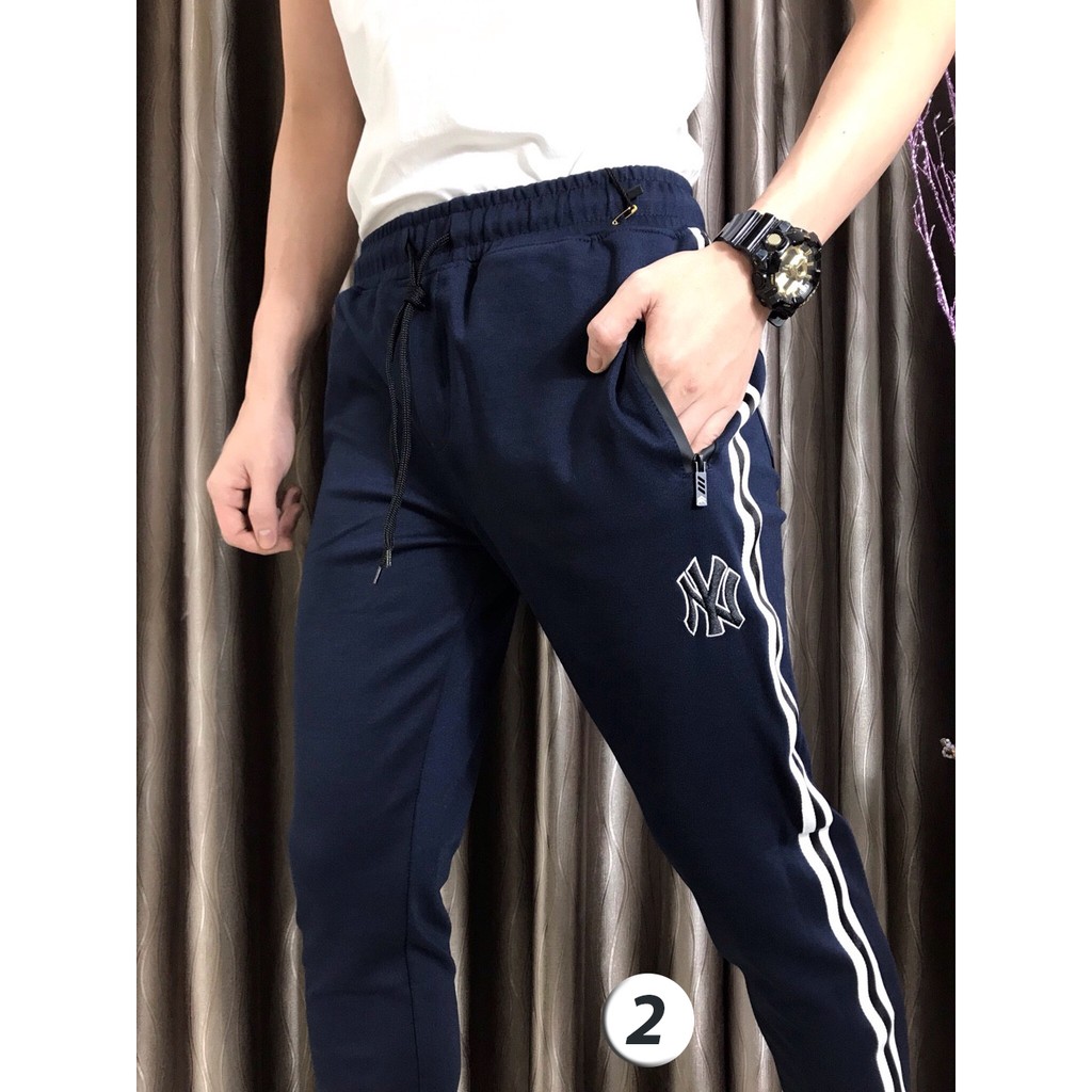 Quần jogger thun kẻ sọc ống quần