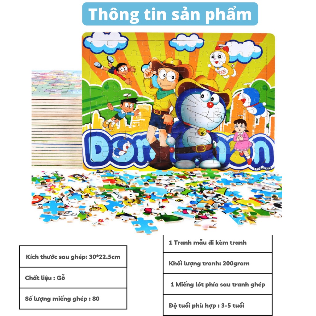 Tranh Xếp Hình 80 Mảnh Gỗ Có Khung/Đồ Chơi Xếp Hình/Ghép Hình Cho Bé/Puzzle 80 Mảnh Gỗ/Tranh Cho Bé Từ 3+