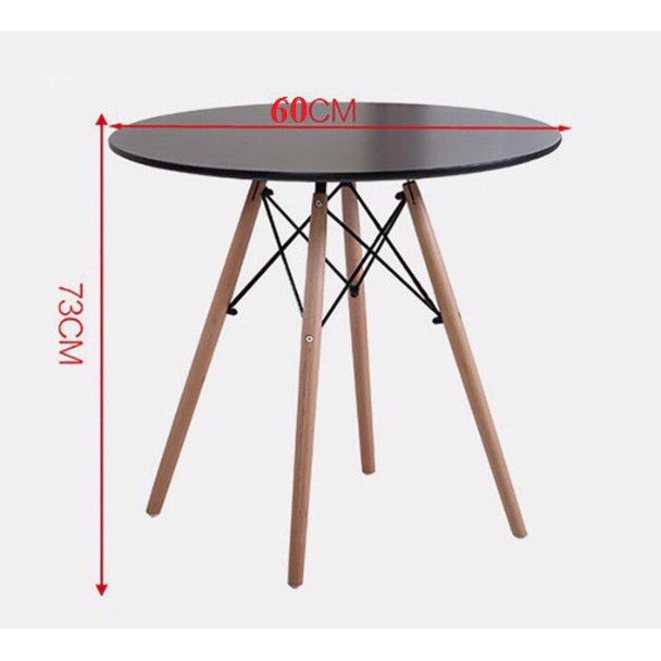 BÀN TRÒN NHẬP KHẨU EAMES MẶT GỖ 60CM, CHÂN GỖ BEECH CAO 72CM