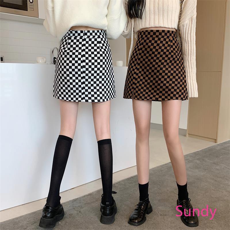 Chân Váy Chữ A Lưng Cao Kẻ Sọc Ca Rô Thời Trang Mùa Hè Cho Nữ