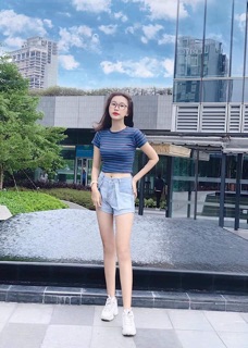 Áo thun gân croptop sọc mã 06
