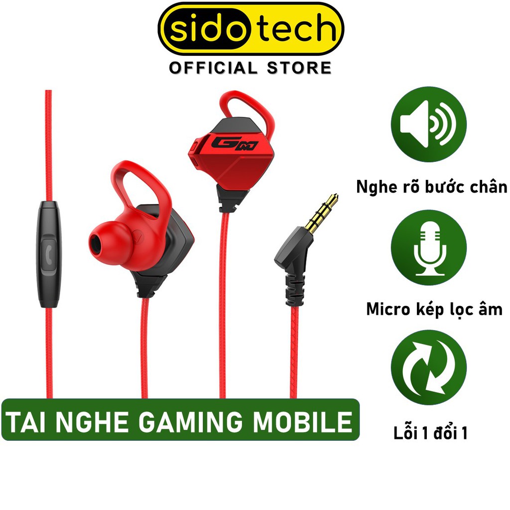 Tai nghe game thủ cho điện thoại Sidotech G-Pro chơi game Pubg FF Tốc Chiến có mic 10cm siêu nhạy - Hàng Chính Hãng