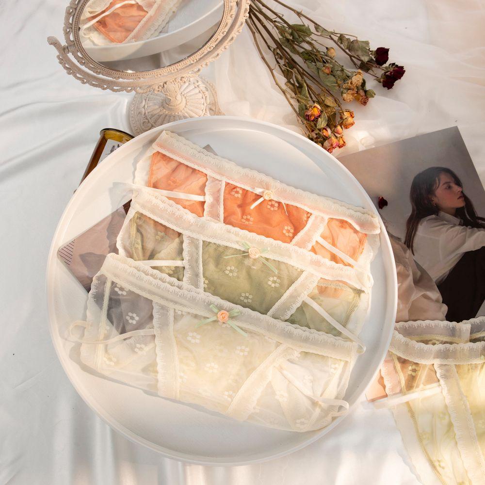 OCEANMAP Quần Lót Dây Ruy Băng Mỏng Thoáng Khí Phong Cách Nhật Bản Cho Nữ