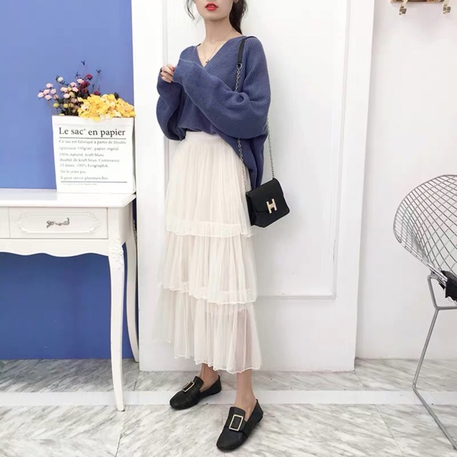 Chân váy lưới xòe 3 tầng xếp ly (ORDER)- Có ảnh thật | BigBuy360 - bigbuy360.vn