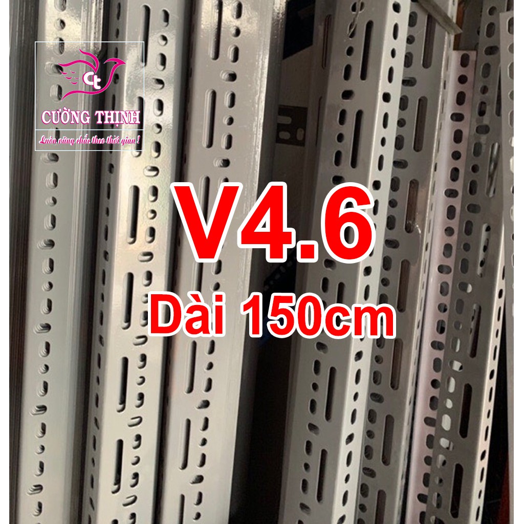 Thanh sắt V4x6, dài 150cm, dày 2mm, Sắt v lỗ, Kệ sắt v lỗ