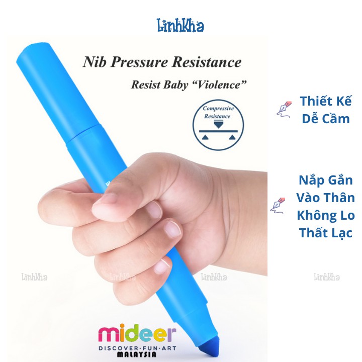 Bút Lông Màu Nguyên Liệu An Toàn Dễ Dàng Tẩy Rửa hiệu Mideer 36 màu - washable marker