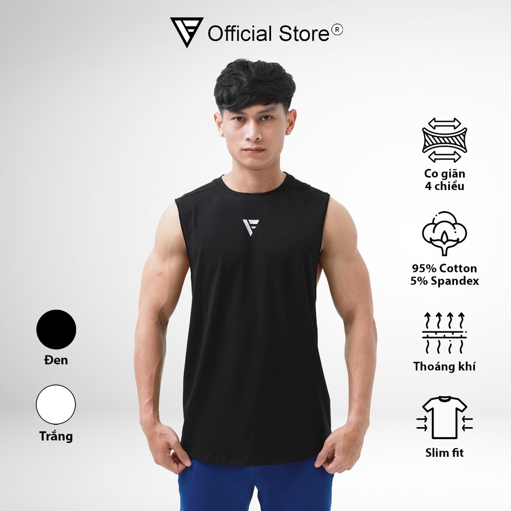 Áo tank top tập gym nam FIGHTLITE cotton cao cấp, áo ba lỗ tập gym kiểu dáng thể thao