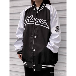 ÁO KHOÁC BOMBER DÙ THÊU CHỮ MARCUS FORM RỘNG UNISEX NAM NỮ