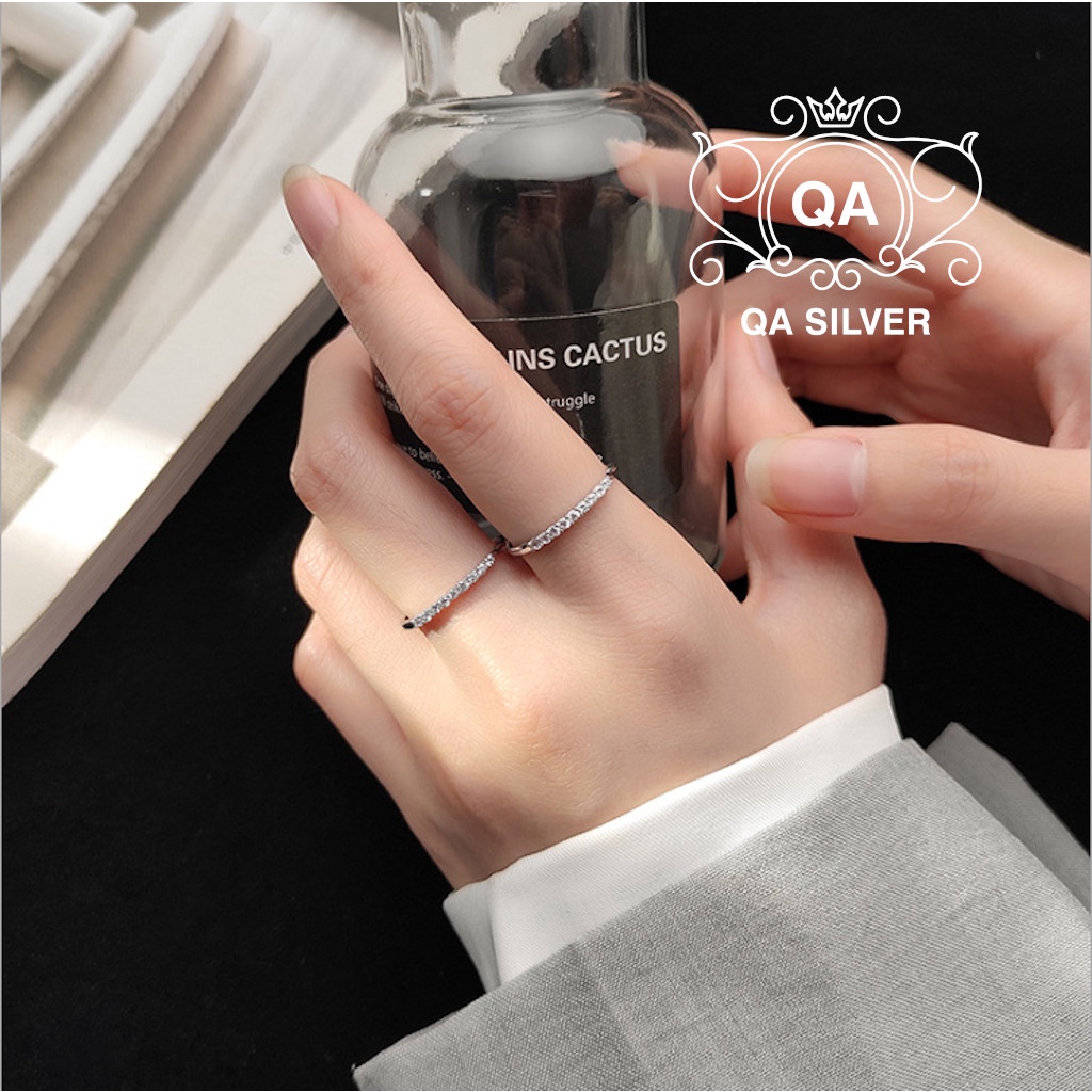 Nhẫn bạc 925 khảm đính đá nam nữ tối giản S925 MINIMAL Silver Ring QA SILVER RI180307